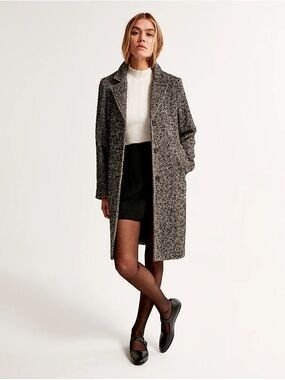 A&F Textured Dad Long Coat - Gray